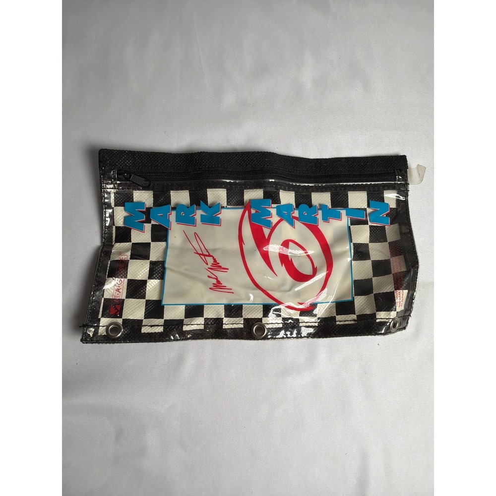 Vintage Mark Martin NASCAR Pencil Pouch Unisex OS Black White Good